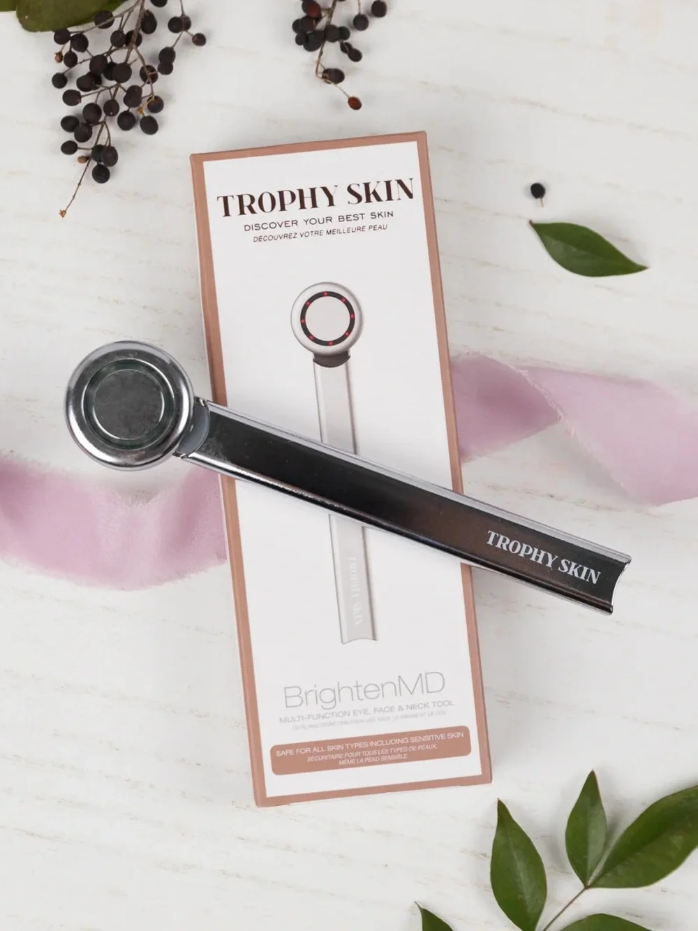 Trophy Skin BrightenMD 4 in 1 Eye, Face and Neck Tool in Silver